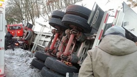 A fallen fuel tanker