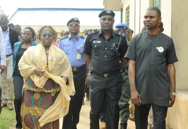 L-R: Lagos State Deputy Governor, Dr. (Mrs.) Oluranti Adebule; State Commissioner of Police, Mr. Fatai Owoseni; member, Lagos House of Assembly representing Epe constituency II, Hon. Olusegun Olulade and Deputy Commissioner of Police, Operations, Mr. Titi Kayode (2nd left, behind) during the Deputy Governor’s visit to Lagos Model College, Igbonla-Epe where four students and two Teachers were kidnapped, on Thursday.