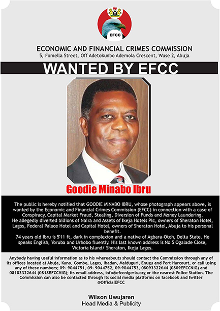 The EFCC public notice declaring Goodie Ibru wanted
