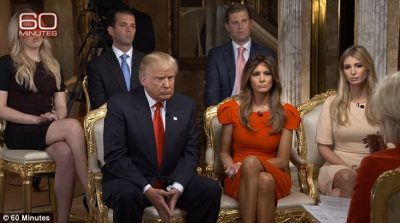 Donald Trump and his family (pictured) spoke to 60 Minutes in their first extended interview since his victory