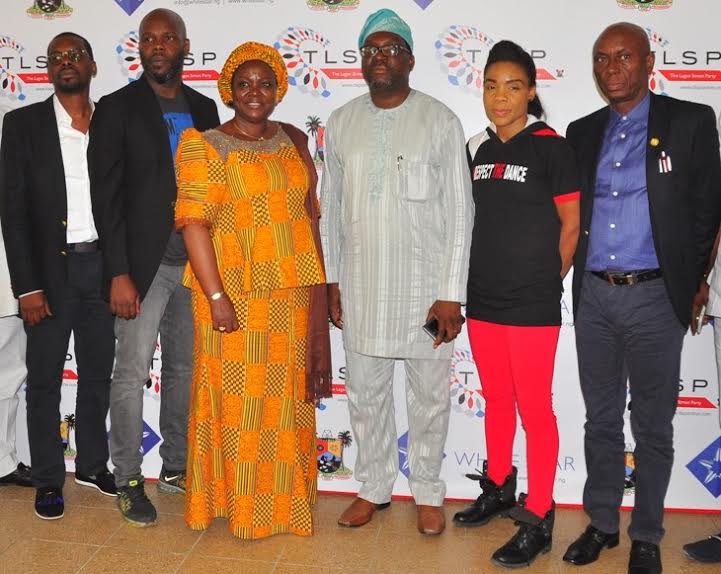L-R; Co-founder of White Star, Mr. Akin Akinyelure; Kafayat Shafau-Ameh, Commissioner for Information & Strategy, Mr. Steve Ayorinde; Special Adviser on Arts & Culture, Mrs. Adebimpe Akinsola and Co-founder, White Star, Mr. Adebisi Ladejobi, with an architectural design to project the routes and location of the forthcoming Lagos Street Party at Alausa, Ikeja recently.