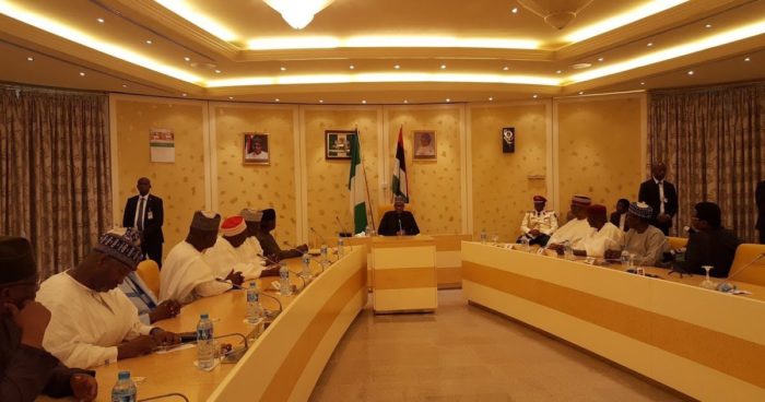 Buhari meeting his officials