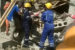 Rescue workers at the collapsed building