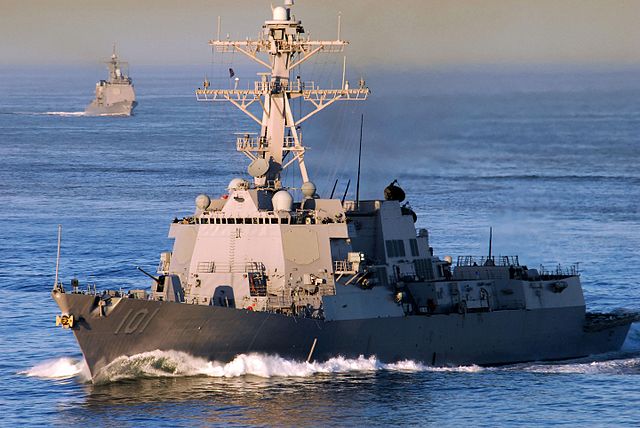 An Arleigh Burke-class destroyer, there are currently 3 active classes in the US navy Arleigh Burke-class, Zumwalt-class and 1 SDTS Spruance-class. (Destroyer pictured: USS Gridley)