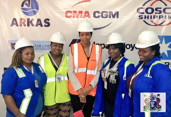 Female TIN Can Island Container Terminal crane operators with Hadiza Usman, MD of NPA