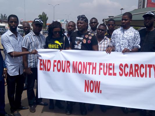 Charlyboy (M) during a protest to the NNPC headquarters on Wednesday in Abuja