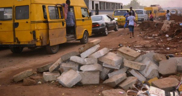 Debris deposited on Lagos-Abeokuta Expressway by construction workers