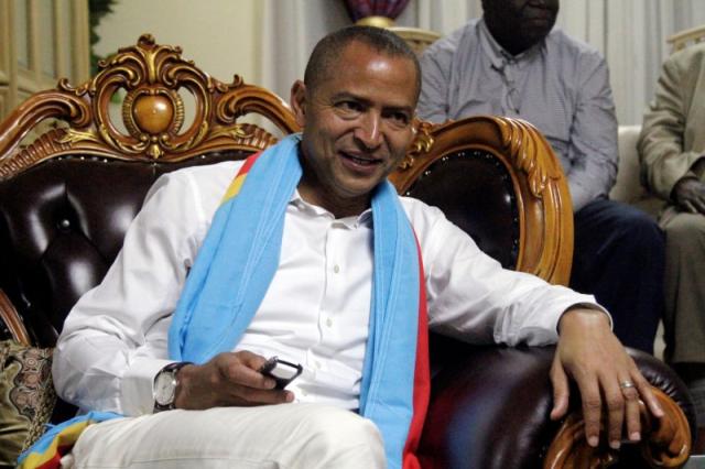 Democratic Republic of Congo’s opposition Presidential candidate Moise Katumbi talks to his supporters after leaving the prosecutor’s office in Lubumbashi