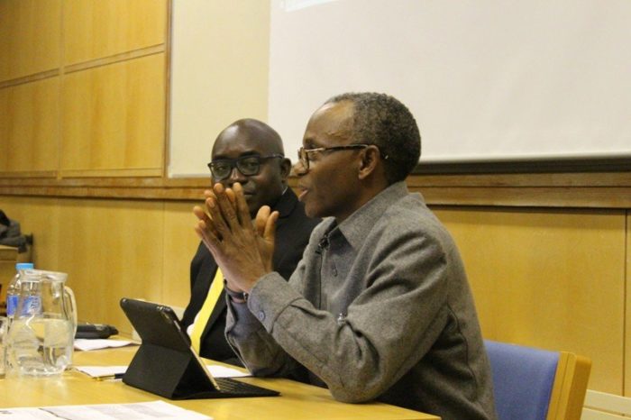Governor El-Rufai Delivering his Lecture at Oxford while Prof Wale Adebanwi looks on