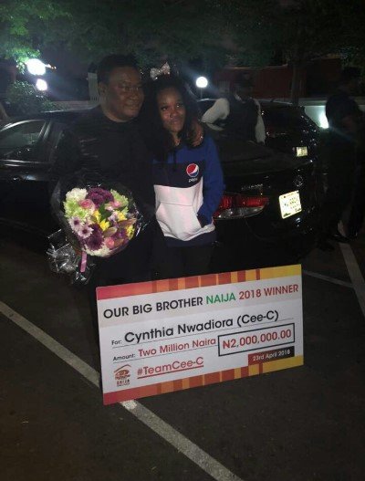 BBN first runner up,CEE-C with her father at the Airport