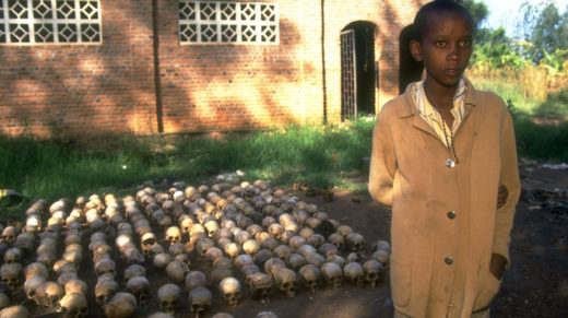 A 14-year-old Rwandan boy from the town of Nyamata, photographed in June 1994, survived the genocidal massacre by hiding under corpses for two days.