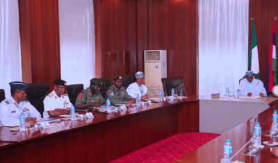 PRESIDENT BUHARI MEETS WITH SERVICE CHIEFS