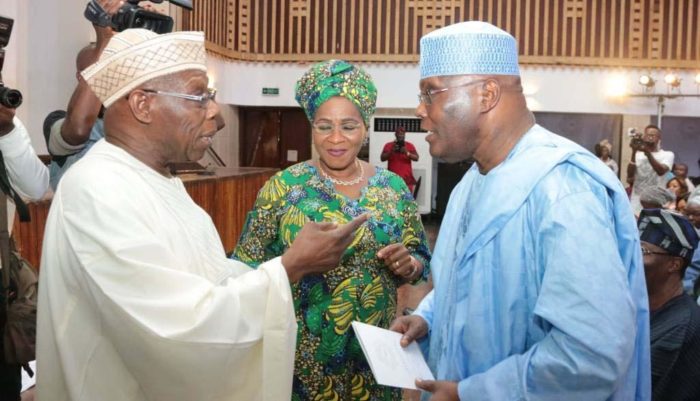 Obasanjo, Dupe Adelaja, Atiku at the memorial for Abraham Adesanya