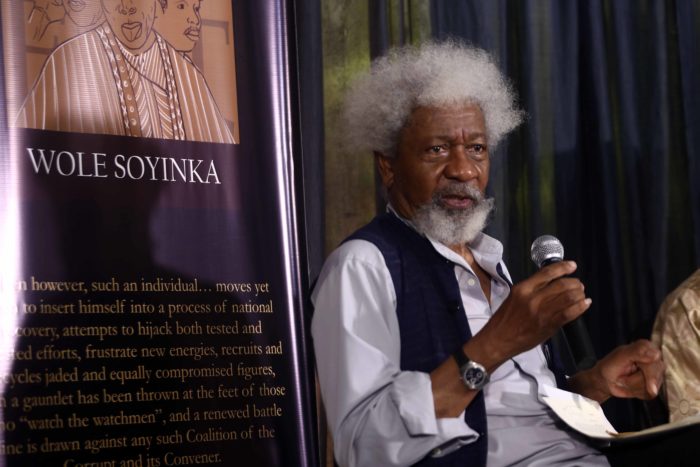 Professor Wole Soyinka Speaking at the event.