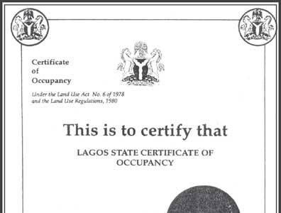 Certificate of Occupancy (c of o)
