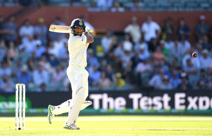 India’s Pujara looks on after playing a shot during day one of the first test match between Australia and India at the Adelaide Oval in Adelaide
