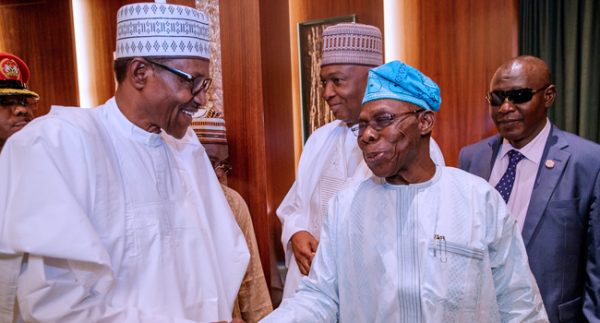 Buhari-shakes-Obasanjo-at-National-Council-of-State-meeting