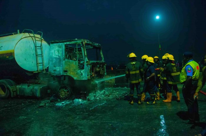 Lagos tanker Firefighters at the scene of the incident-2