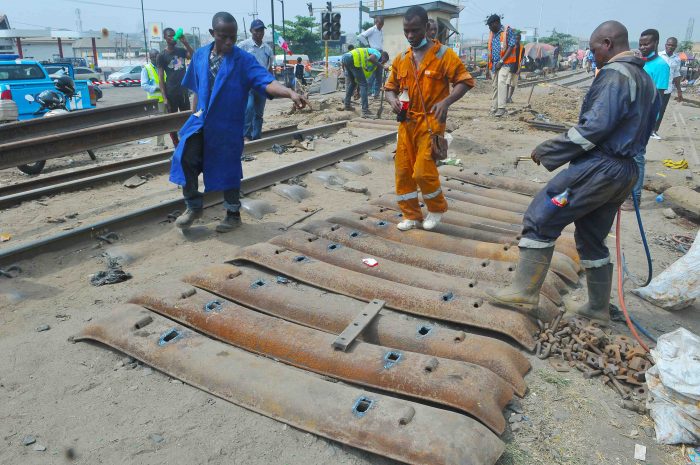 scene 6 Staff of the Nigeria Railway corporation repairing damaged tracks at Idi-Mangoro, Agege, Lagos-2