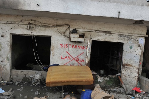 A marked building for demolition on Olushin Street, Lagos Island.