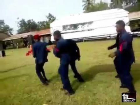 Video Corpse falls from Casket as Dancing pallbearers stumble