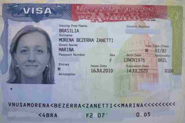 A typical US Visa