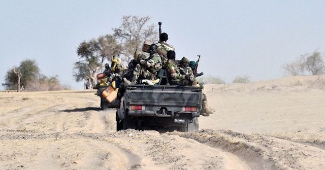 Chadian troops on a patrol in Lake Chad area