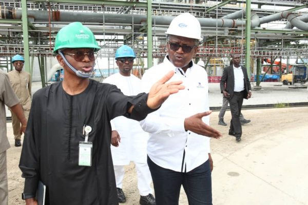 El-Rufai and Aliko at Dangote Refinery