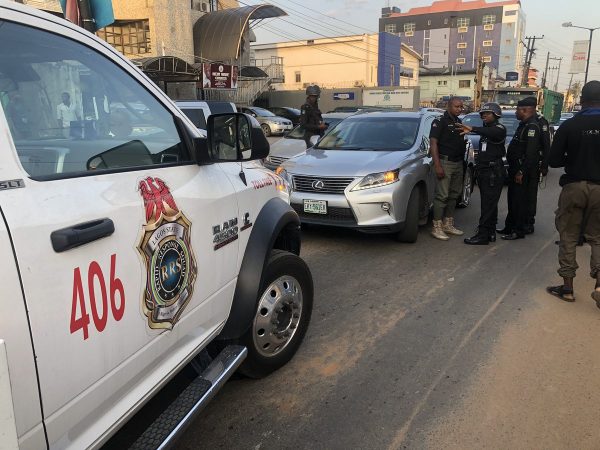 RRS vehicle blocks a traffic offender in Opebi