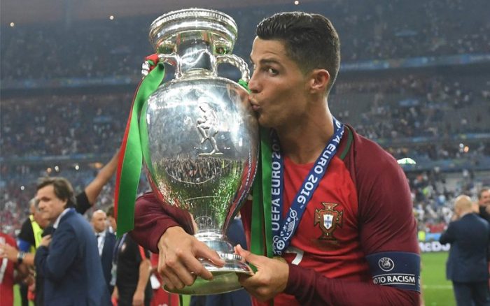 Ronaldo with UEFA Nations League trophy