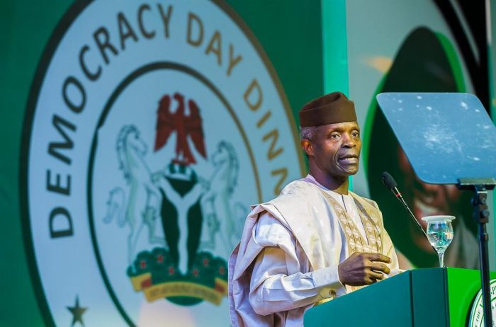 VP Yemi Osinbajo gives a toast for democarcy