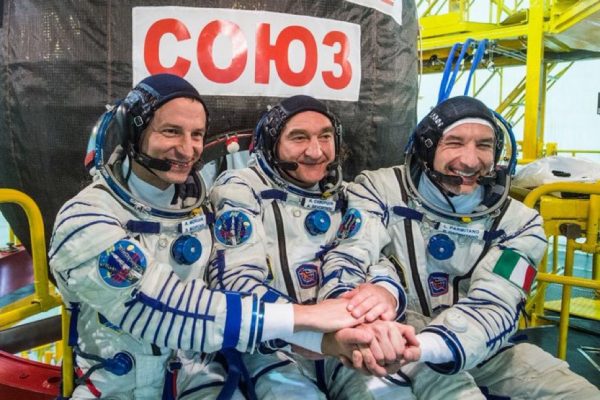 The three astronauts going to ISS