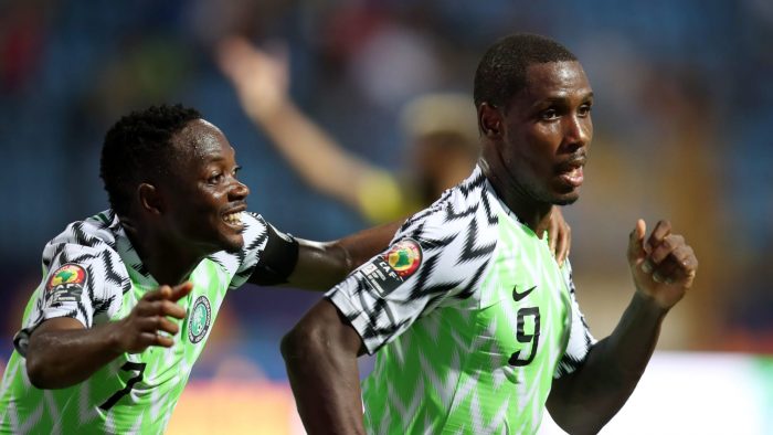 Odion Ighalo, right, man of the match and Ahmed Musa