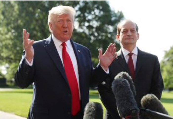 President Trump and Alexander Acosta on Friday in Washington