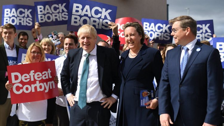 Boris Johnson campaigning in England