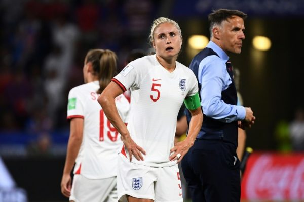 England’s captain Steph Houghton dejected