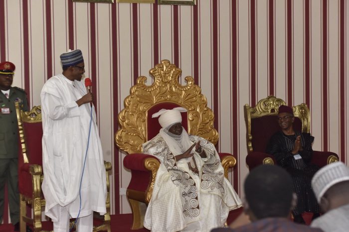 Buhari with the Emir of Zaria and Governor Nasir El-Rufai
