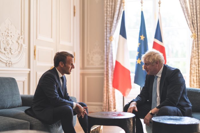 Macron and Boris Johnson in Paris on Thursday