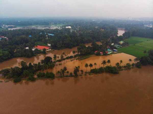 An area flooded in Kerala