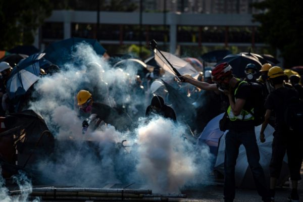 Hong Kong police in teargas war with protesters on Monday