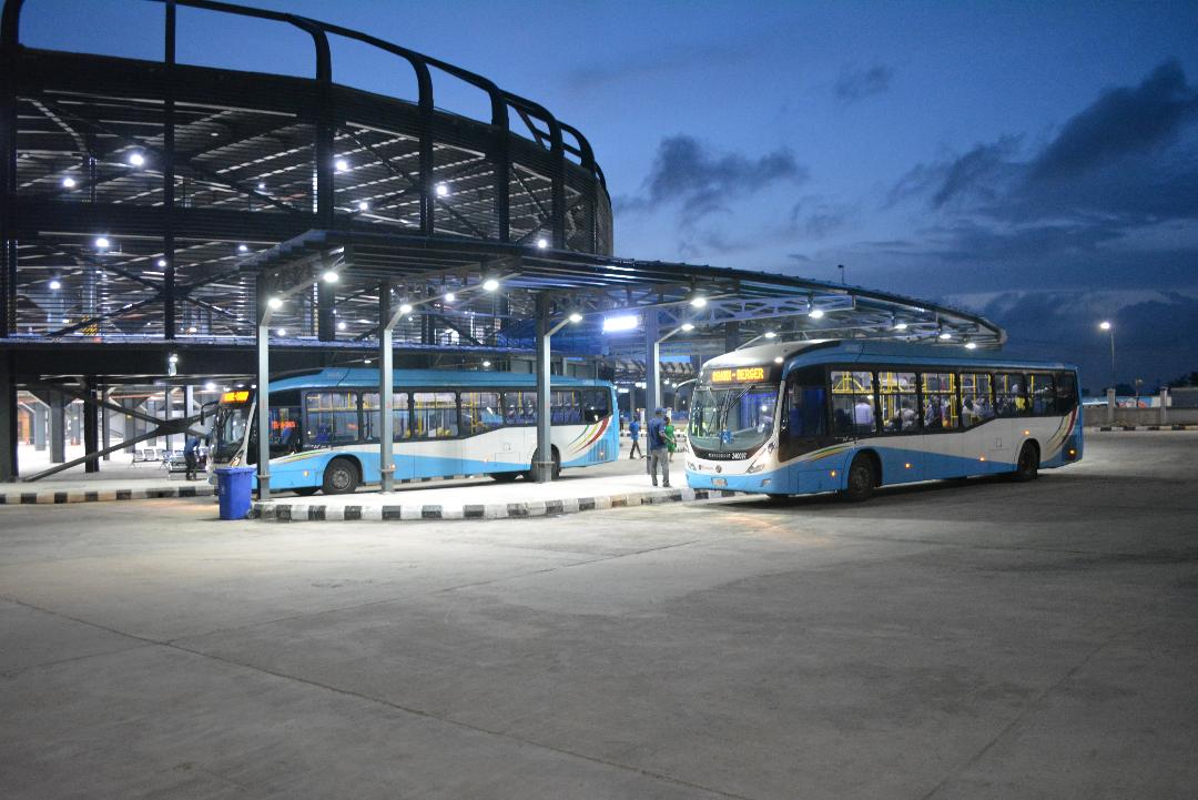 Outside of the terminal 3 at night