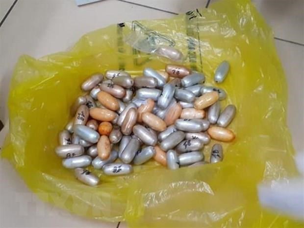 The 77 cocaine capsules removed from the stomach of the Senegalese