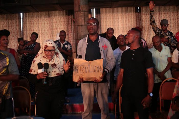 Some of the South Africa returnees at the Synagogue on Wednesday