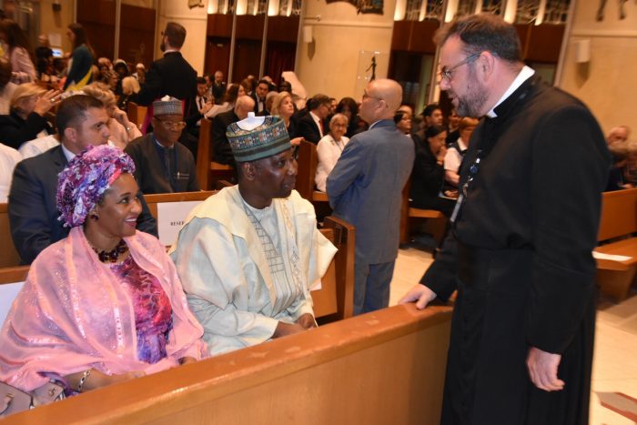 Ambassador Tijjani Muhammad-Bande and his wife at the church service in New York to mark beginning of 74th UN General Assembly