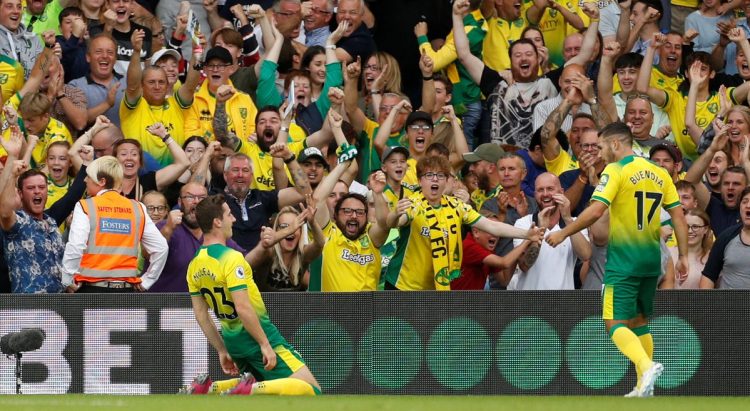 Norwich city rejoice after early lead against Champions Manchester City