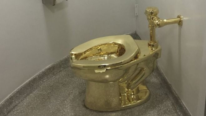The solid gold toilet stolen at an exhibition in England