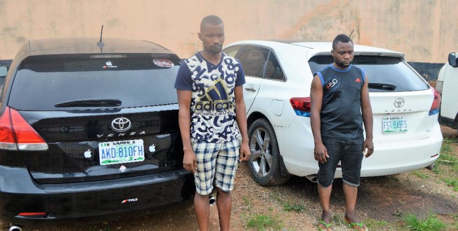 The two internet fraudster arrested in Ibadan, Akeju and Toba Agbanah