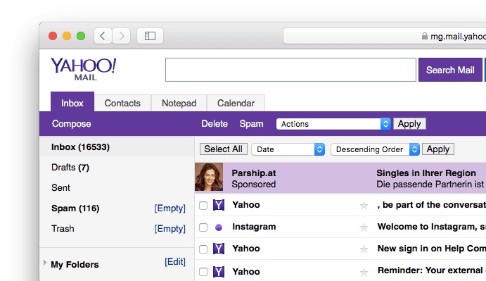 Yahoo email service