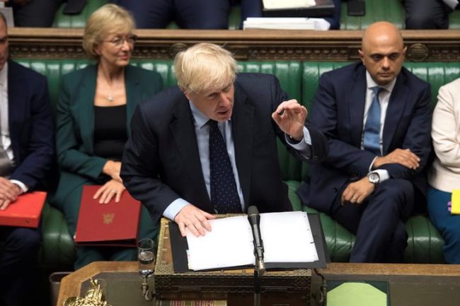 Britain’s Prime Minister Boris Johnson speaks at the House of Commons in London