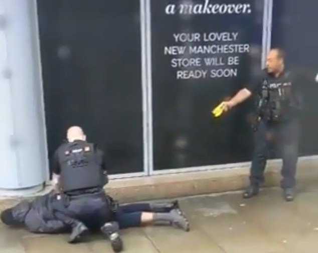 A man tasered by the police outside the Arndale mall in Manchester